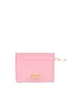 Gcds Comma Logo-plaque Leather Cardholder In Pink