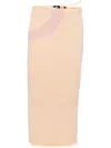 Gcds Comma Logo-plaque Ribbed Skirt In Rosa
