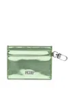 Gcds Comma Mirror Leather Card Holder In Green