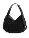Gcds Comma Monogram-embossed Small Shoulder Bag In Black