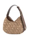 Gcds Comma Monogram-embossed Small Shoulder Bag In Brown