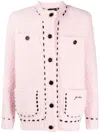 Gcds Contrast-stitching Bouclé Jacket In Pink