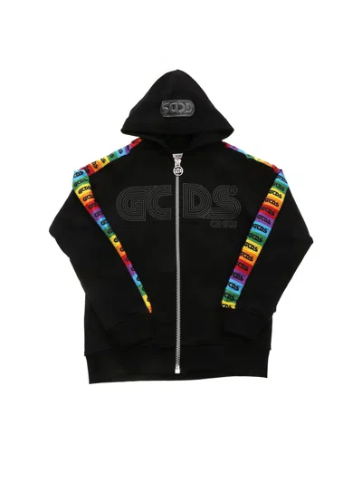 Gcds Kids' Contrasting Logo Bands Sweatshirt In Black