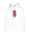 Gcds Cotton Alien-patch Drawstring Hoodie In White