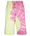 Gcds Tie Dye Sports Bermuda Shorts With Logo In Pink