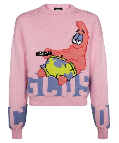 Gcds Cotton Crew-neck Sweater In Pink
