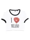 Gcds Graphic Print Crop T-shirt With Contrast Trim