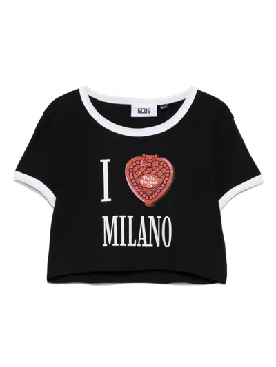 GCDS COTTON CROPPED T-SHIRT
