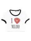 Gcds Graphic Print Crop T-shirt With Contrast Trim