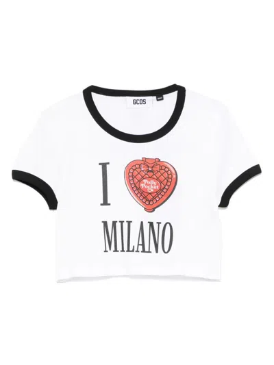 GCDS GCDS COTTON CROPPED T-SHIRT