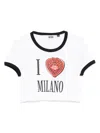 Gcds Graphic Print Crop T-shirt With Contrast Trim