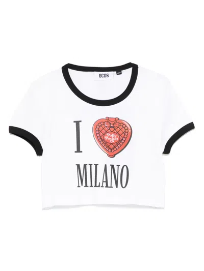 GCDS COTTON CROPPED T-SHIRT