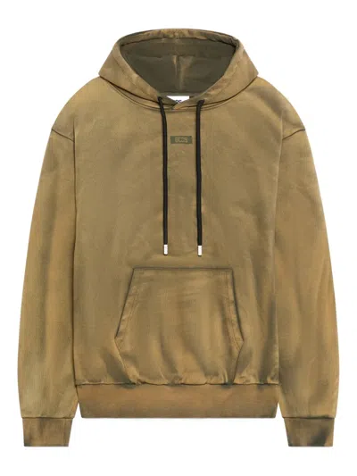 Gcds Cotton Drawstring Hoodie In Green