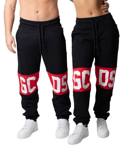 Gcds Cotton Drawstring Pants With Bold Logo Design In Black