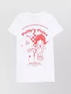 Gcds Cotton Graphic Print Short Sleeve Dress In White