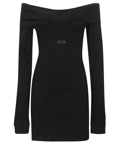 Gcds Cotton Mini-dress In Black