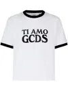 GCDS COTTON T-SHIRT WITH SLOGAN PRINT