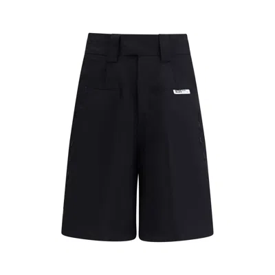 Gcds Cotton With Logo Piping Bermuda Shorts In Black