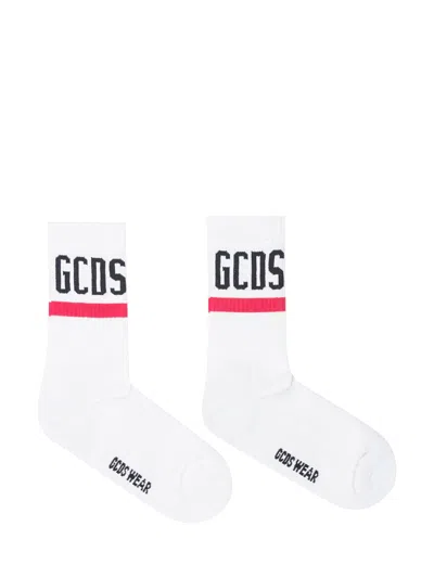 Gcds Cozy Logo Socks With Red Stripe In Red Heart