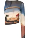 Gcds Creatures Tulle One-shoulder Top In Blue