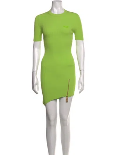 Pre-owned Gcds Crew Neck Mini Dress In Green