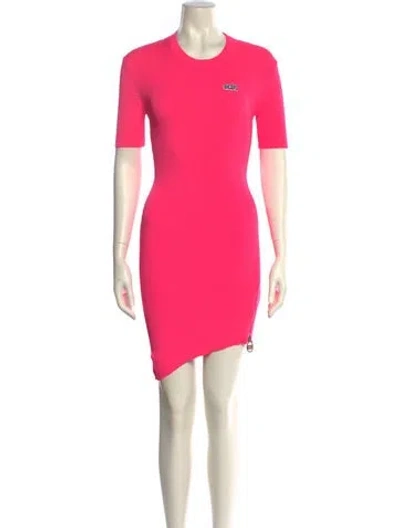 Pre-owned Gcds Crew Neck Mini Dress In Pink