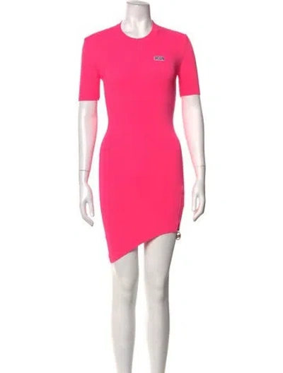 Pre-owned Gcds Crew Neck Mini Dress In Pink