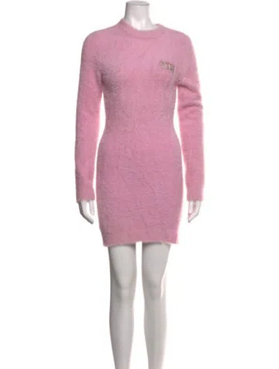 Pre-owned Gcds Crew Neck Mini Dress In Pink