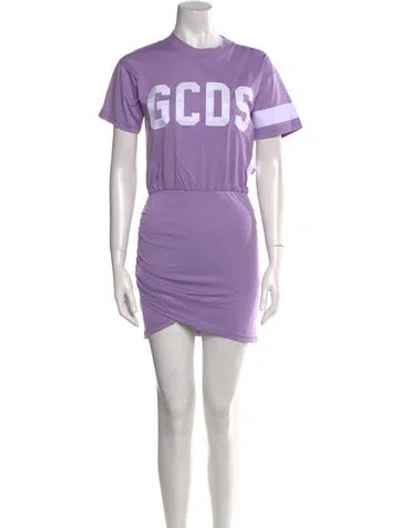 Pre-owned Gcds Crew Neck Mini Dress In Purple