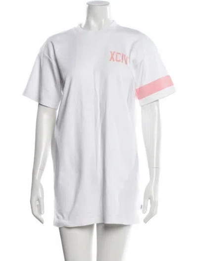 Pre-owned Gcds Crew Neck Mini Dress In White