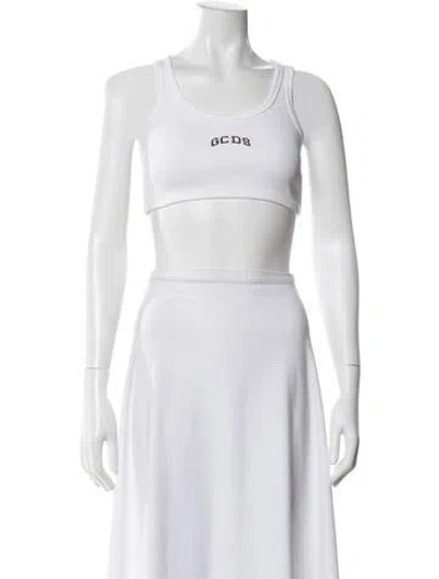 Pre-owned Gcds Crew Neck Sleeveless Sports Bra In White
