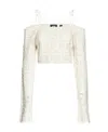 Gcds Crochet-knit Logo Crop Top In White