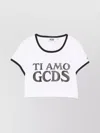 Gcds Crop T-shirt Contrasting Edge Graphic Print
