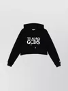 Gcds Cropped Hoodie With Drawstring And Ribbed Cuffs