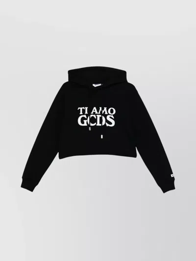 GCDS CROPPED HOODIE DRAWSTRING DETAIL