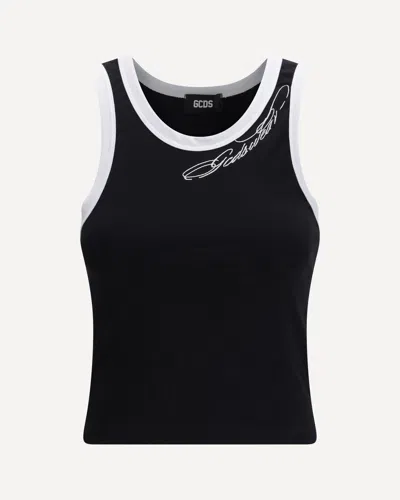 Gcds Cropped Sleeveless Tank Top In Black