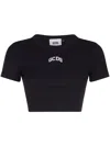 GCDS CROPPED T-SHIRT WITH EMBROIDERED LOGO