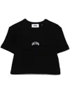 Gcds Logo Embroidered Crop T-shirt