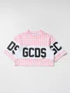Gcds Cropped T-shirt With Logo In Pink