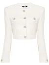 Gcds Cropped Tweed Jacket In White