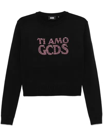 Gcds Crystal-embellished Sweater In Black