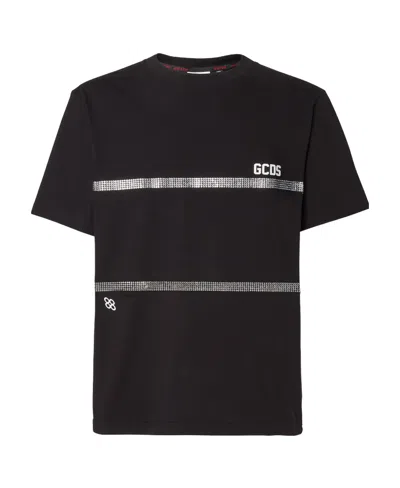 Gcds Crystal Embellished T-shirt In Black