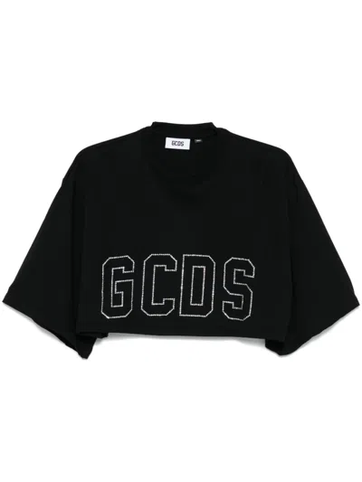 Gcds Crystal-logo T-shirt In Black