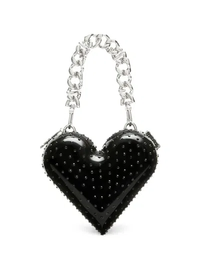 Gcds Crystal-embellished Heart Mini Bag In Black