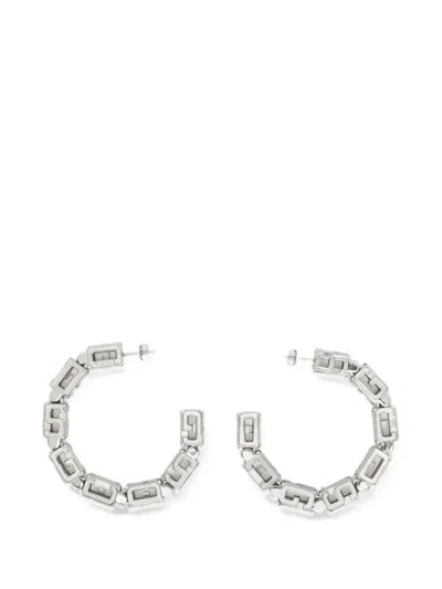 Gcds Cube-logo Half-hoop Earrings In Silver