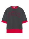 Gcds Cut-out Layered T-shirt In Gray