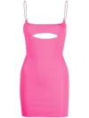 Gcds Fuchsia Fitted Minidress With Cut-out Detail And Rhinestone Spaghetti Straps In Polyamide Woman In Pink