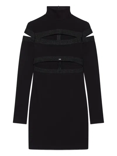 Gcds Cut-out Turtleneck Mini Dress In Black