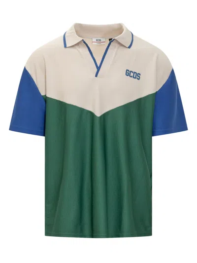 Gcds Cut Sleeve Polo For The Modern Wardrobe In Hunter Green/blue