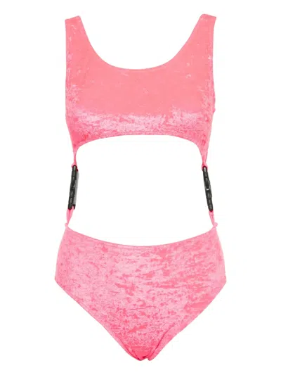Pre-owned Gcds Cut-out Buckle-detail Swimsuit In Pink